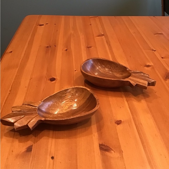 TIKI BAR CARVED PINEAPPLE BOWLS ALII WOODS HONOLULU MONKEY POD TIKI LOUNGE - Picture 4 of 8